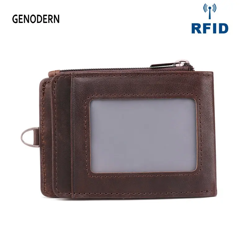 GENODERN RFID Crazy кожаный мини кошелек с держателем для карт маленький тонкий мужской