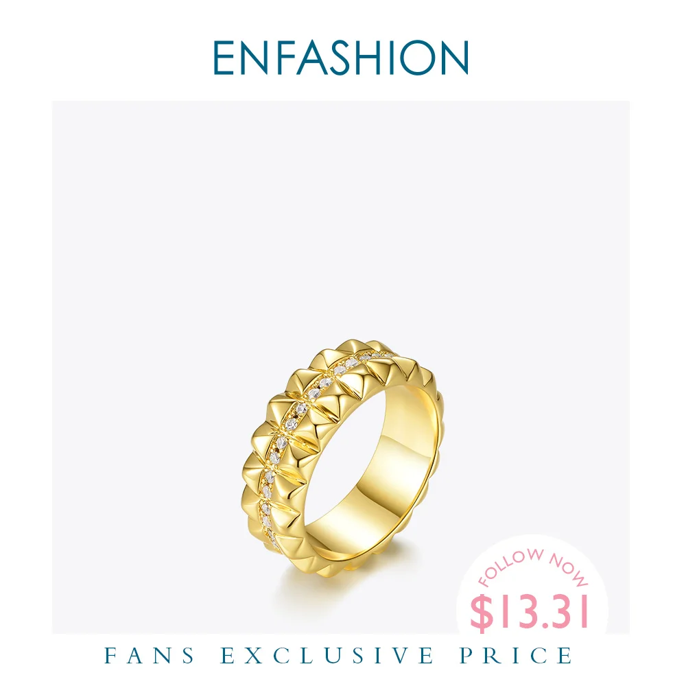 

ENFASHION Punk Pyramid Crystal Ring Geometric Gold Color Rings For Women 2020 Fashion Jewelry Accessories Anillos Mujer R204051