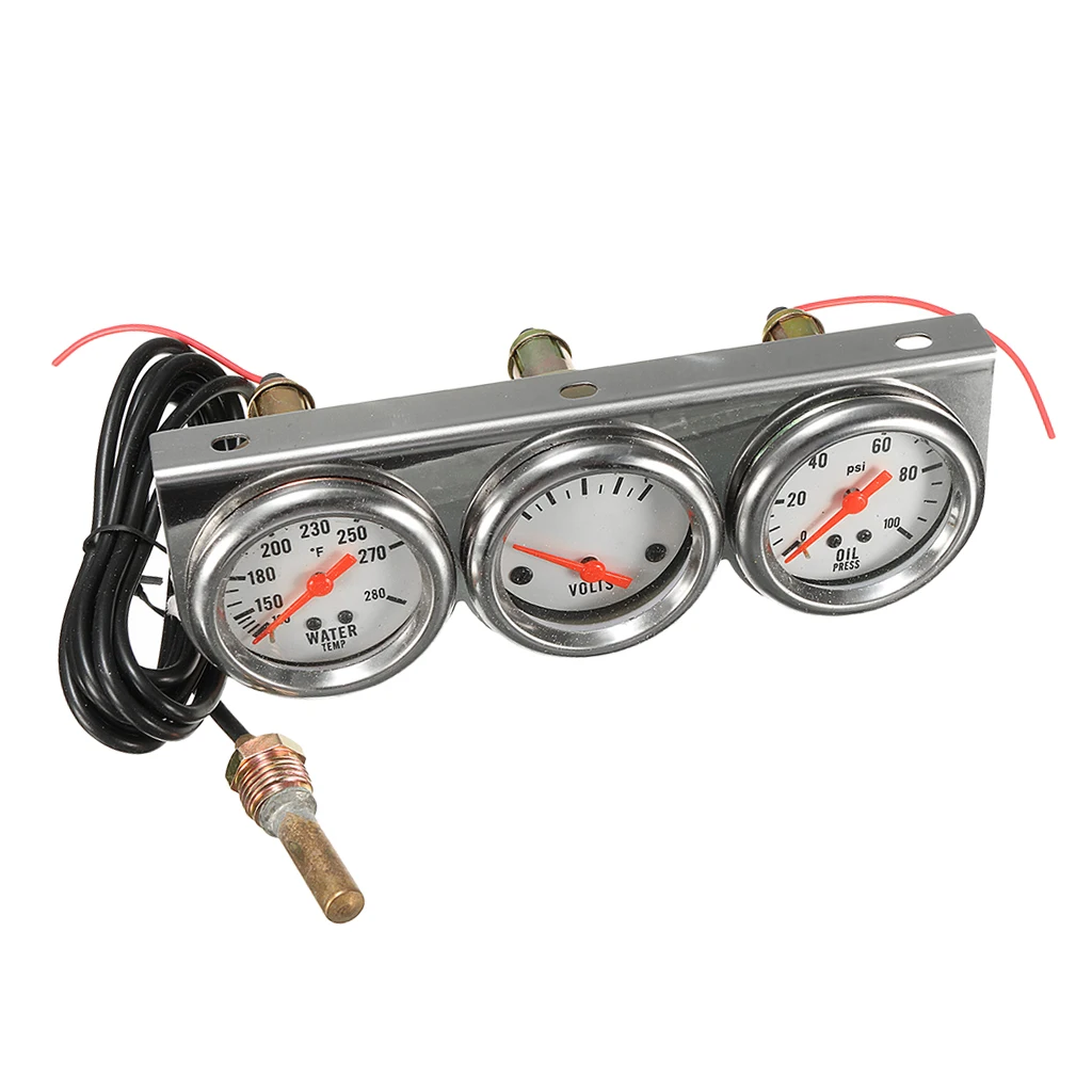 UNIVERSAL OIL PRESSURE WATER TEMP VOLTAGE VOLT TRIPLE GAUGE SET PANEL