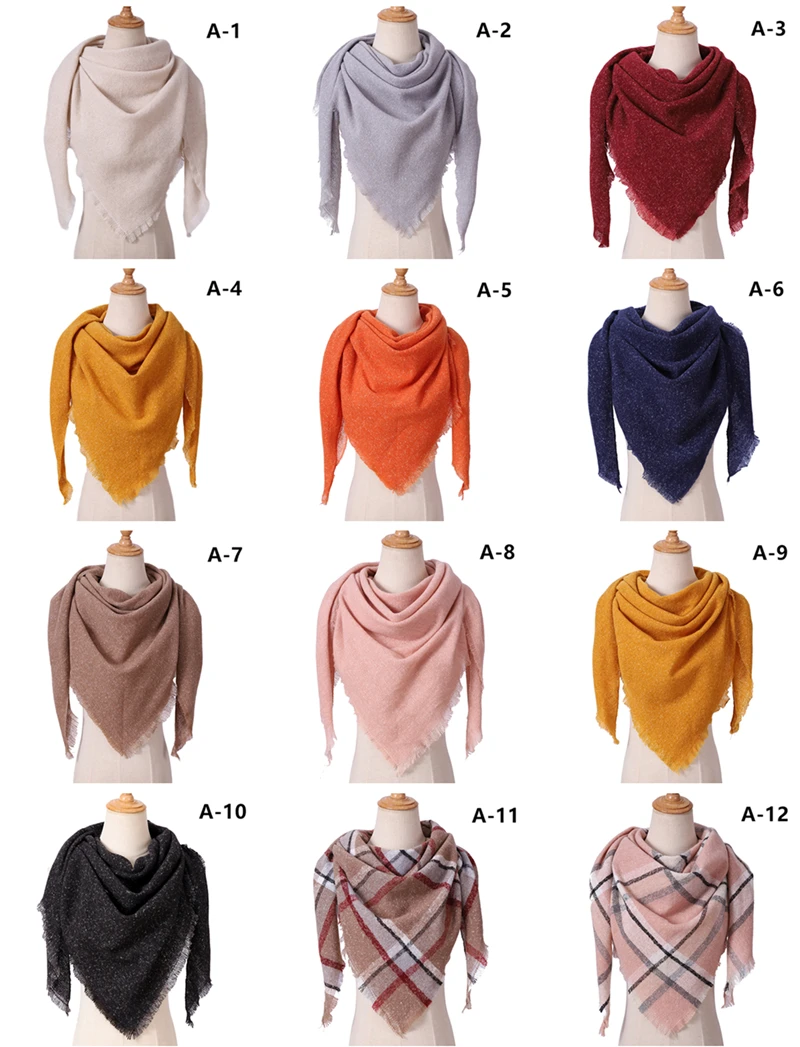 2021 new Cashmere Scarf For Women Plaid Knitted Triangle Pashmina Winter Warm Shawl Wraps Bufanda Female Soft Neck Echarpe