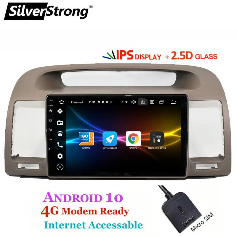 SilverStrong Android 10 ips 2.5D gps Автомобиль тормозные колодки для TOYOTA CAMRY 2002 2003 2004 2005 2006 2001 авто радио с google play без DVD