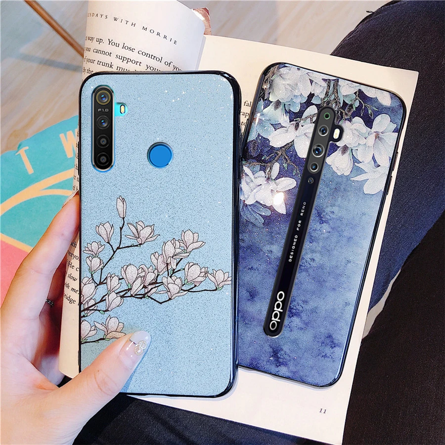 Чехол для OPPO Realme Q 5 Pro блестящий чехол с цветком магнолии Reno 2 Reno2 Z Ультратонкий