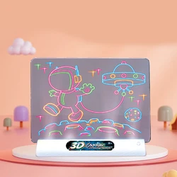 Almohadilla de dibujo 3D creativa con pantalla LED luminosa, tablero de escritura inteligente, juguetes de dibujo, tableta de pintura, juguete educativo para niños