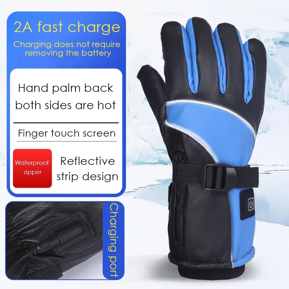 Зимние перчатки с электроподогревом для верховой езды Велоспорт рыбная ловля Спорт на открытом воздухе Применение 6 часов 3000 мА/ч, перчатки с подогревом на батарейках Сенсорный экран