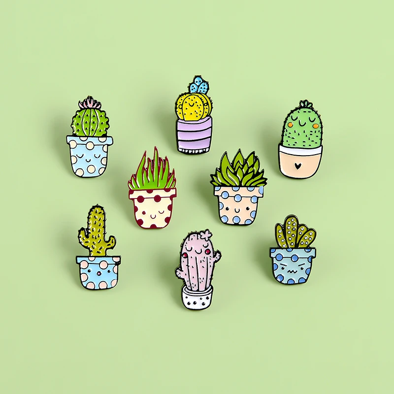 Мультфильм Горшечное растение набор булавки Kawaii значки с кактусами Броши нагрудные булавки куртки одежда сумка шляпа Ювелирные изделия Подарки для женщин девочек