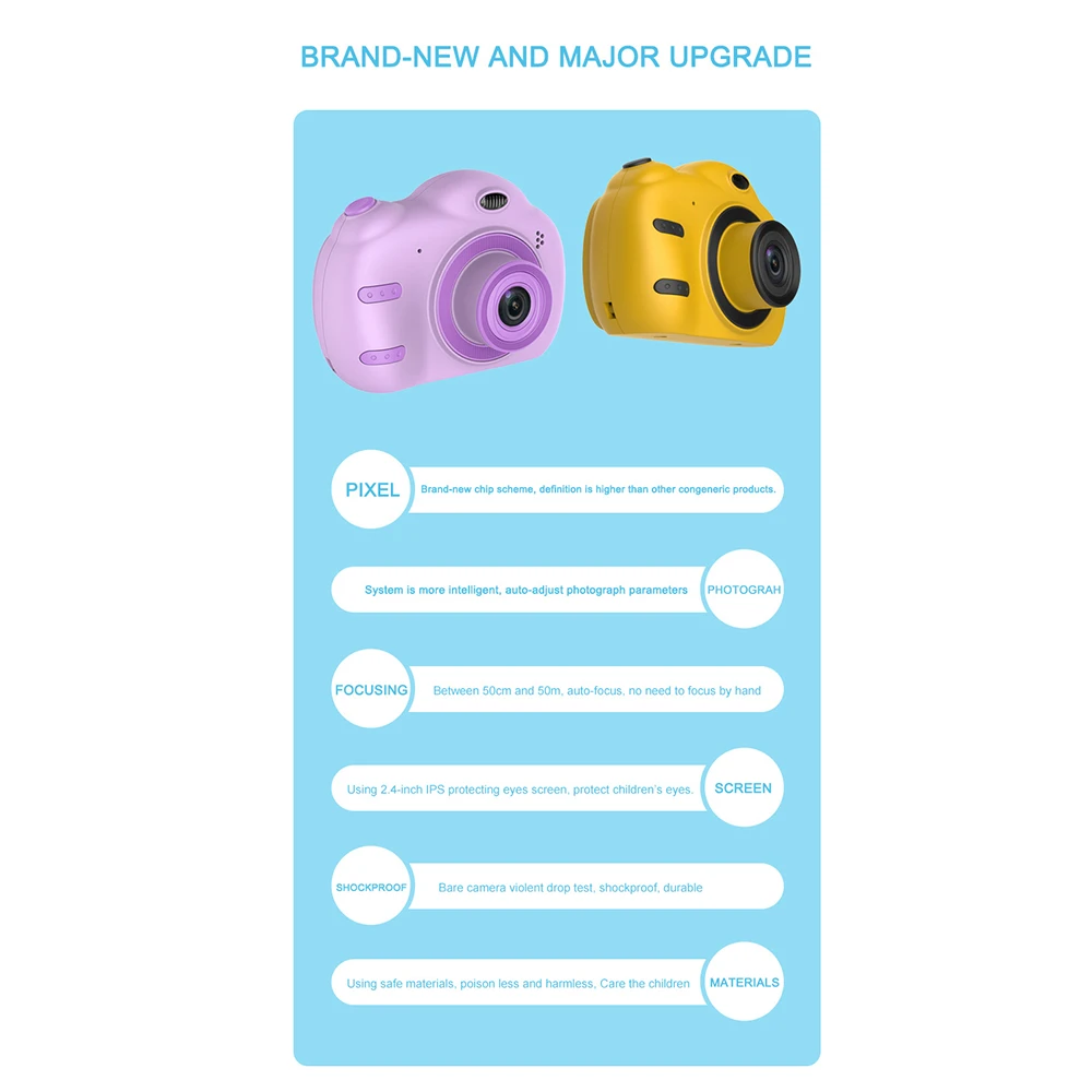 mini camera 1080p 2.4in IPS large screen Portable Intelligent Children Camera Cartoon Mini Camera kids Christmas present toy