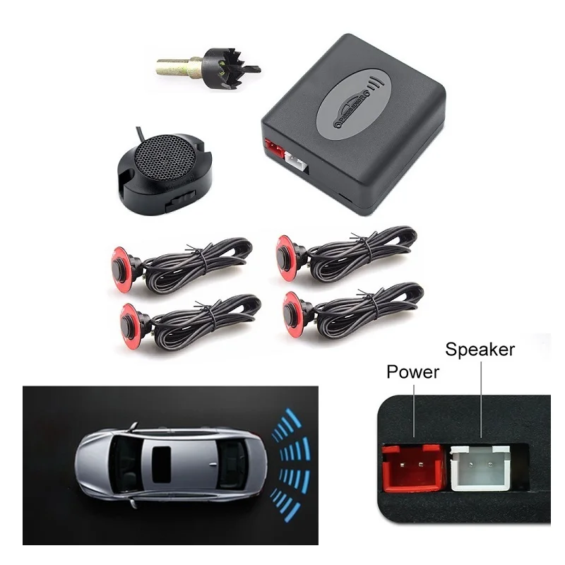 

16mm Original Car Probe Buzzer Reversing Backup Radar with 4 sensor aparcamiento Auto Parktronic Parking Sensor Sticking Probe