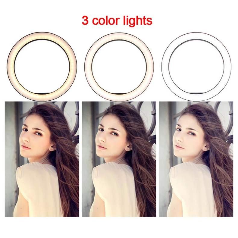 16-26cm Photography Table LED Ring Light Tripod Ring Lamp Youtube Video Live Photo Studio Selfie Stick Makeup Light For Phone