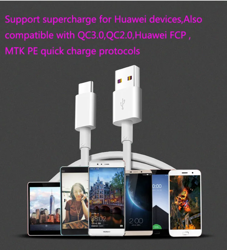 huawei usb type c кабель 5А быстрая зарядка для samsung A50 A80 A70 Note10 xiaomi mi 9 9t redmi k20 asus rog phone 2