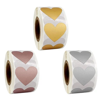

300 Pcs/Roll Heart Shaped Rose Gold Scratch Off Stickers For Party Activity Sticker Clear Stickers Stationery Sticker