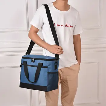 

17L Lunch Bag Women Men Thermal Insulated Lunch Box Portable Picnic Waterproof Large Capacity Tote Shoulder Bag Red Blue 2 Color