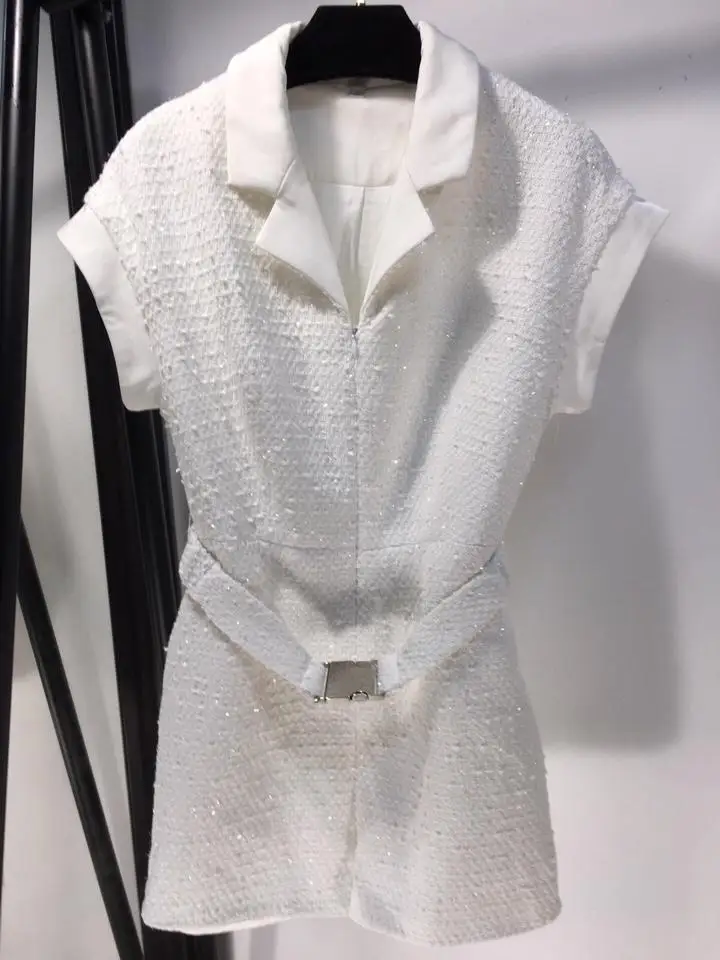 

2019 autumn new women's fashion tweed lapel dress 0830