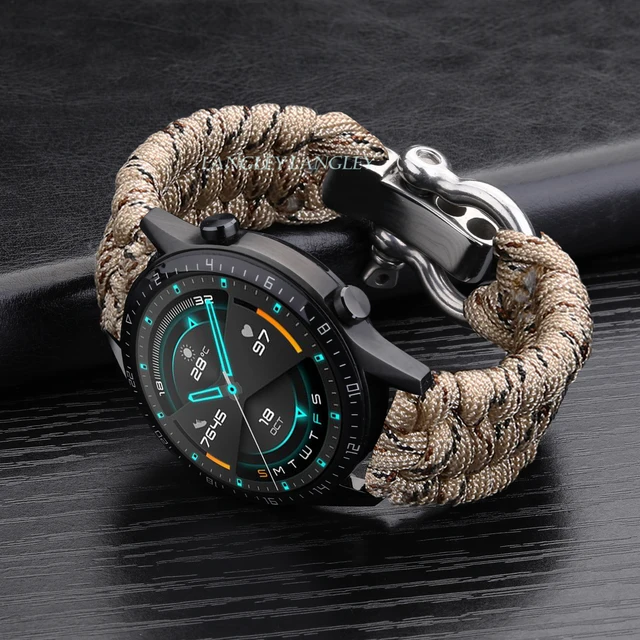 20 22mm Strap for Samsung Galaxy Watch 3 41mm 45mm Watch Band 42mm 46mm for Huawei Watch GT 2e Adjustable Buckle Rope Bracelet Camouflage Kakhi