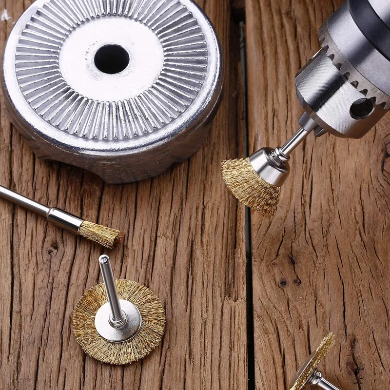 Горячая XD-60Pcs мини-проволочная кисть колесо чашка стальная проволока щетка набор хвостовик для питания Dremel шлифовальные вращающиеся инструменты Buf