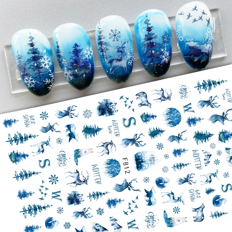 Nail Stickers Nail Art Decoration Nail Decals Winter Xmas 3D Nail Sticker Design