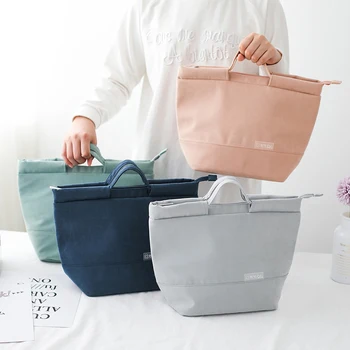 

Solid Color Portable Lunch Cooler Bag Picnic Food Containers Box Storage Handbags Household Kitchen Supplies Tools Accessories