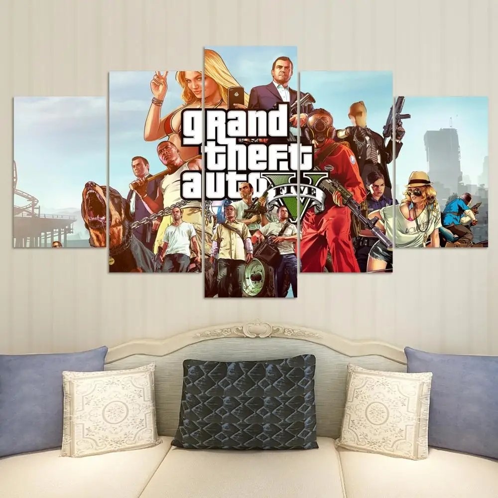 Grand Theft Auto V видеоигра GTA 5 художественный плакат печать на стене Картина холсте для