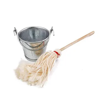 

Dollhouse Miniature Accessories 1:12 Toys For Doll House Decoration Mop Bucket Simulation Kitchen Garden Furniture