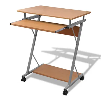 

Computer Desk roll out keyboard tray low spacious Shelf Home Bedroom Laptop Study Table Office Desk Workstation Brown/Black
