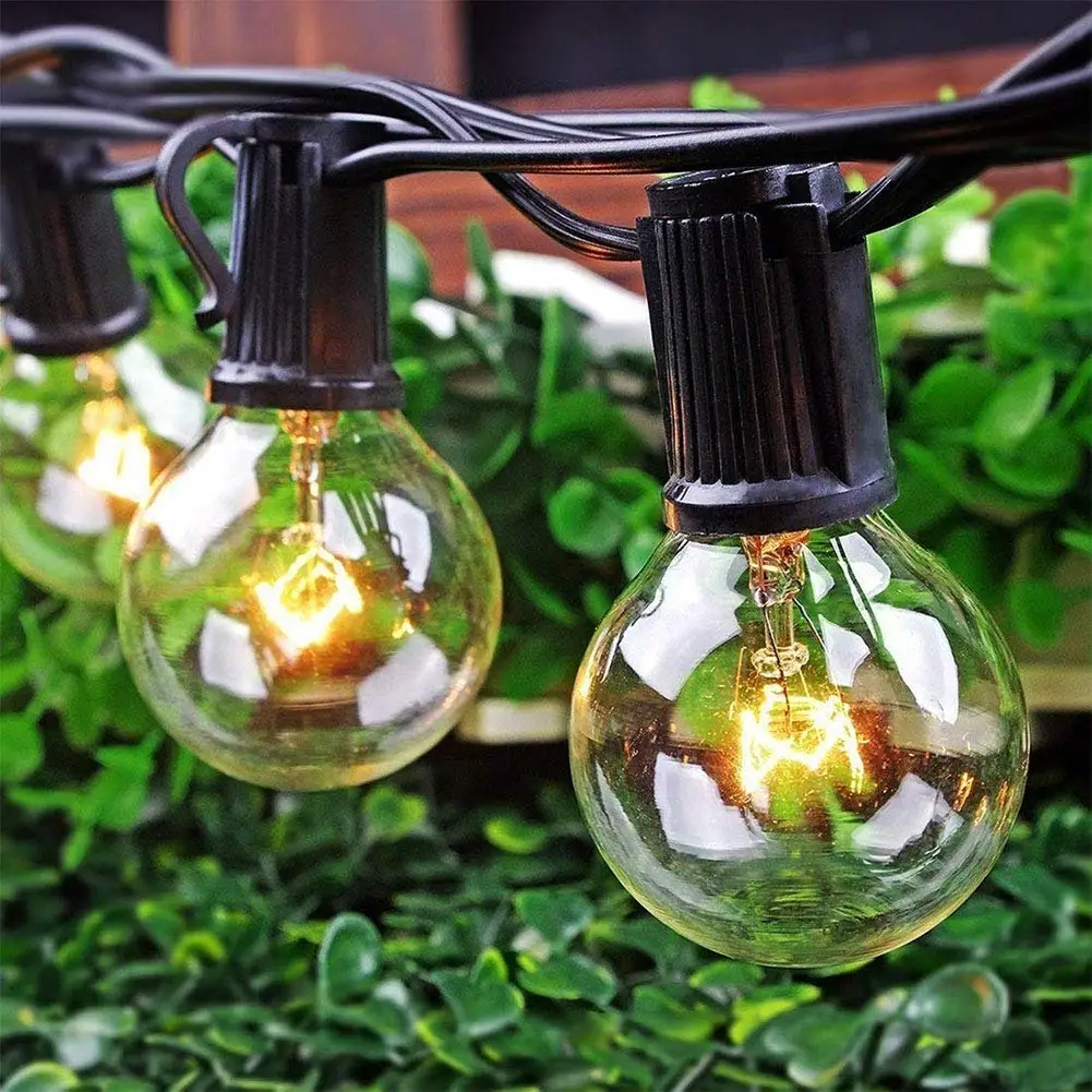 Guirnalda de luces navideña para Patio, Bombilla de festón de globo, guirnalda de Fiesta al aire libre para jardín, decoración de boda, 25 pies, G40, nueva