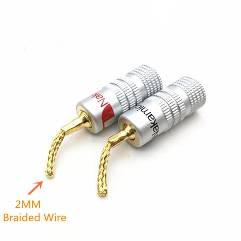 2 unids/lote 2MM Nakamichi de alambre de cobre Alambre De chapado en oro de soldadura-Banana macho de cable de altavoz macho alambre trenzado conector de clavija terminales