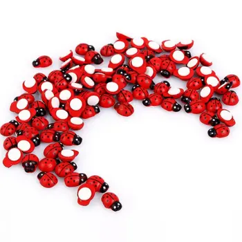 

Tiny Ladybugs Small Wooden Beetle Ladybug Sticker For Plant Decor Diy Miniature Ornament 2