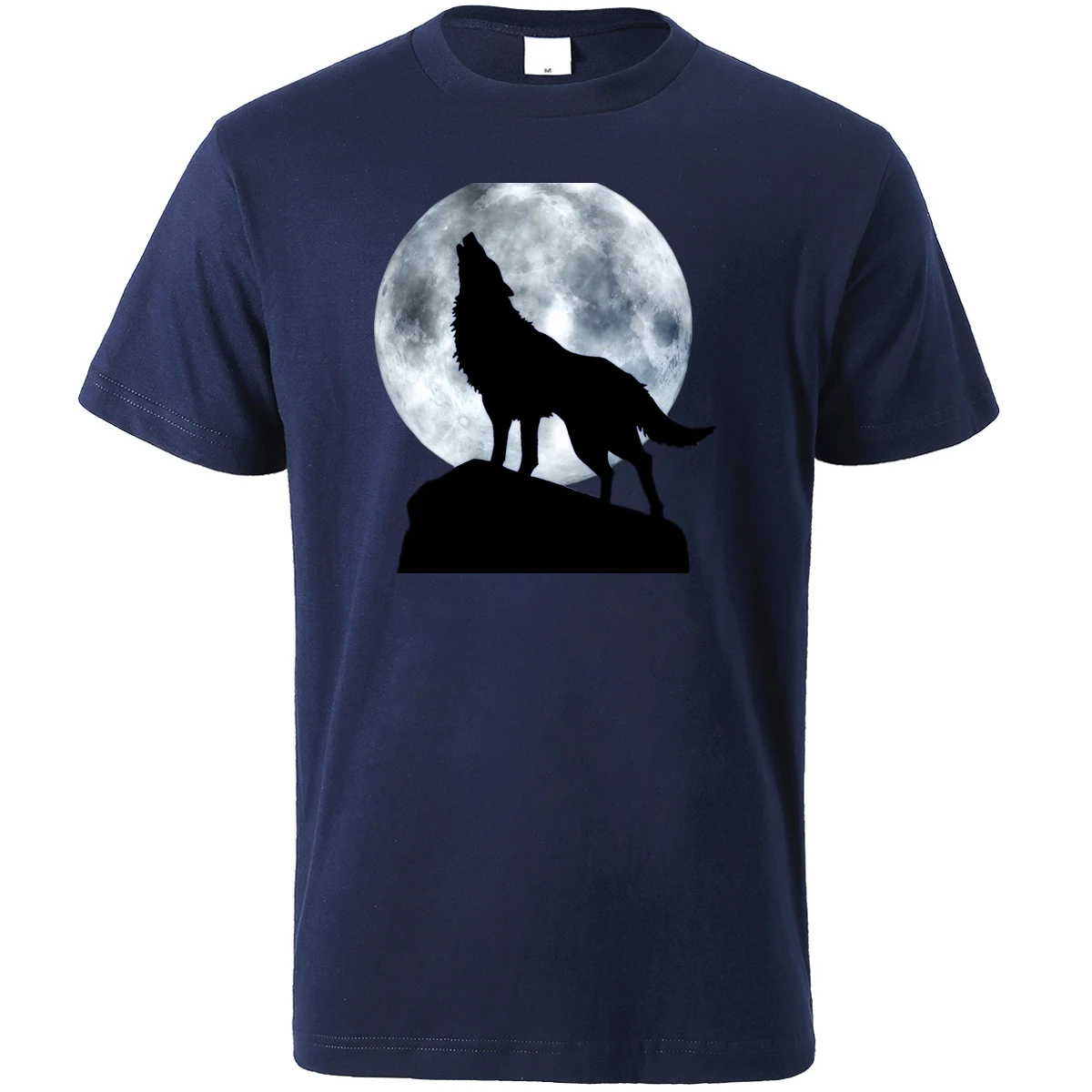 Moon Wolf мужские футболки винтажные толстовки с принтом Лето хип-хоп повседневные мужские топы хлопковая Футболка забавная футболка высокого качества - Цвет: dark blue6