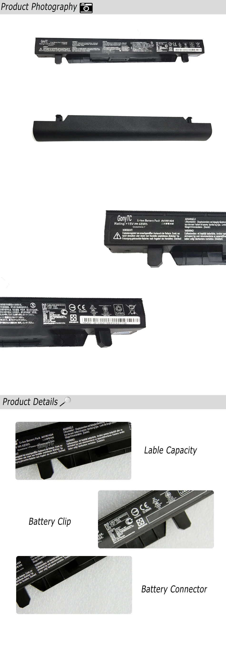 A41N1424 15V 48wh A41N1424 Аккумулятор для ноутбука ASUS ROG ZX50 ZX50J ZX50JX ZX50V ZX50VW GL552 GL552VW GL552J GL552JX GL552V