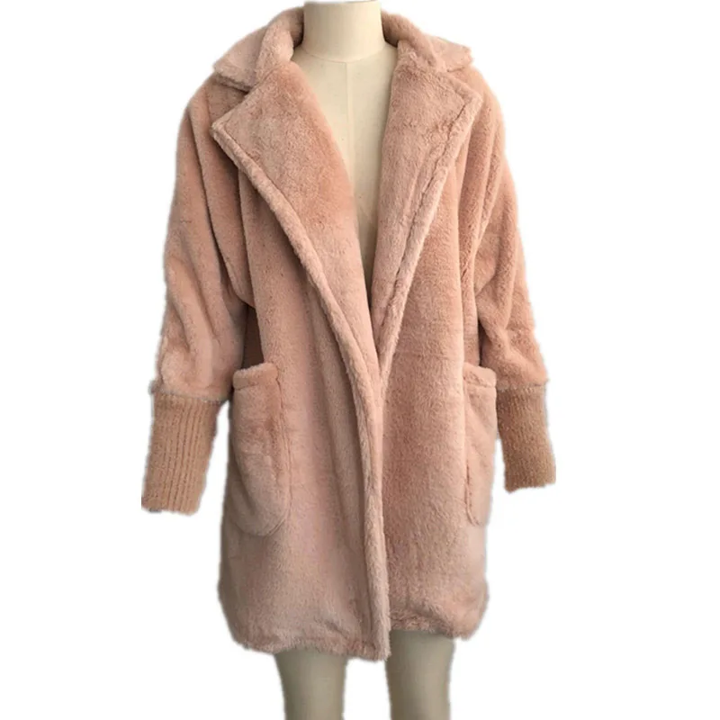 Пушистая теплая куртка, пальто для женщин, зимняя верхняя одежда с рукавами «летучая мышь», женское повседневное пальто с открытой передней частью, верхняя одежда - Цвет: light khaki
