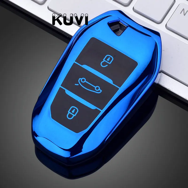 Soft TPU Car Remote Key Case Cover for Peugeot Citroen