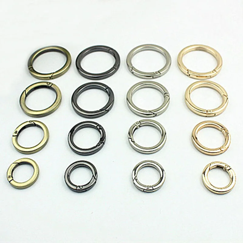 

5Pcs Flat Spring O Ring Buckle Metal Clasp For Bag Strap Keychain Snap Hook Handbag Handle Connector Round Ring DIY Accessories