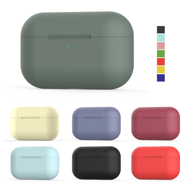 

Silicone Protective Case Cover For Airpods Pro Headset Set Single Color Drop Protection Wearproof Housing Shell For Airpods Pro