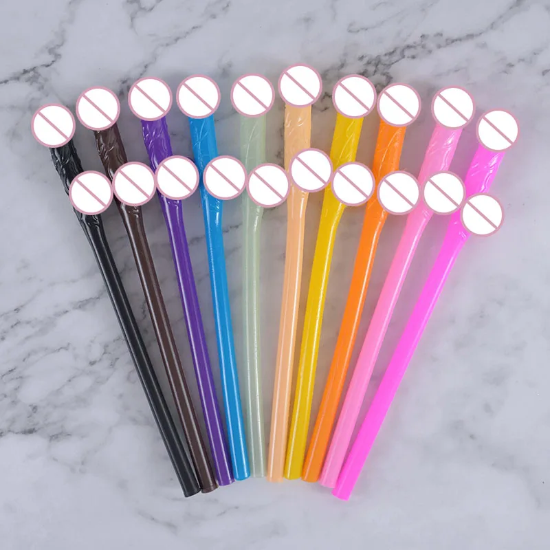 10Pcs Drinking Penis Straws  Sexy Hen Night Willy Penis Bridal Shower Novelty Nude Straw For Bar Bachelorette Party Supplies