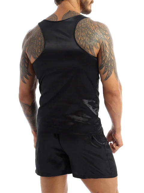 Cupón De Pijama Corto Sin Mangas Para Hombre Conjunto De