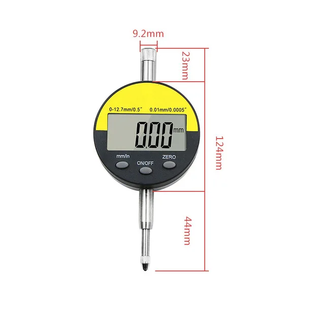 Электронный цифровой индикатор, метрический/дюймовый диапазон 0-12,7/25,4 мм, стрелочный индикатор, прецизионный инструмент, стрелочный индикатор, штангенциркуль - Цвет: 0-12.7mm