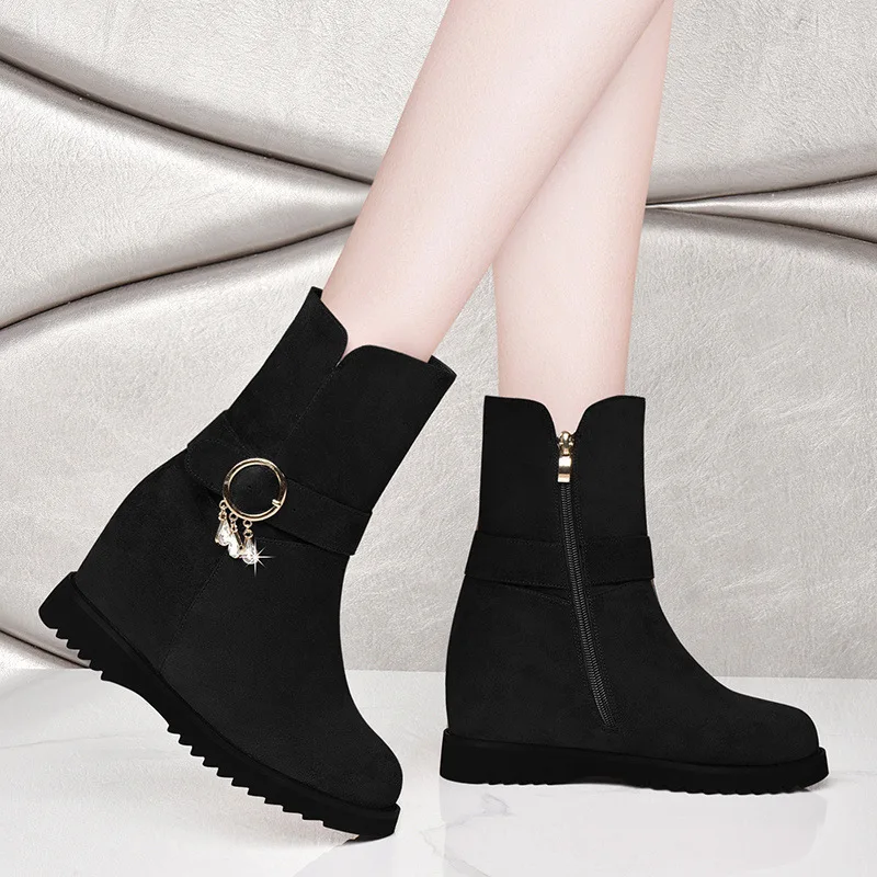 

Dunhu Flat Short Boots Women's 2019 Autumn And Winter New Style Elevator Chelsea Martin Boots WOMEN'S Shoes Mom Boots WOMEN'S Sh