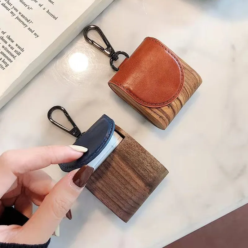 Модный твердый деревянный из искусственной кожи беспроводной Bluetooth жесткий кейс для наушников для Apple Airpods 2 1 Зарядная коробка для наушников противоударный чехол