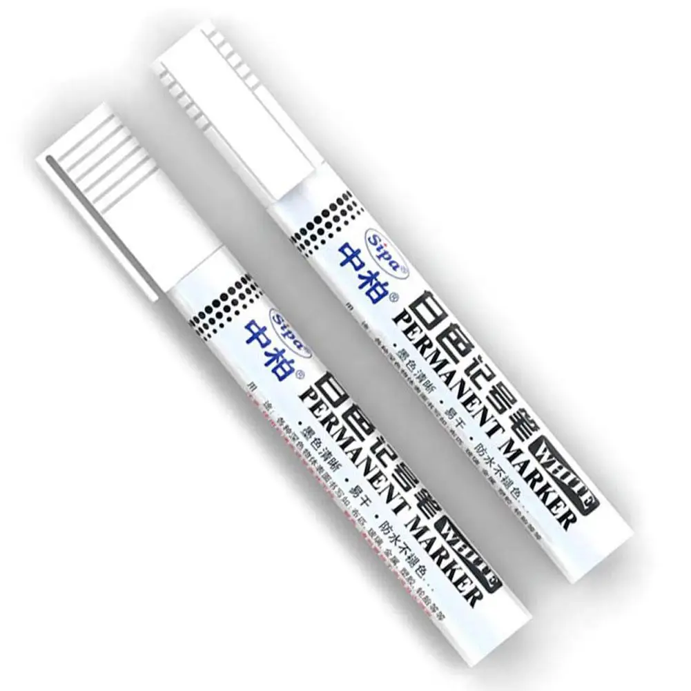 10 PCS White Tyre Paint Marker Pens Set, Universal Waterproof Permanent Pen Fit for Car Motorcycle Tire Tread Rubber Metal