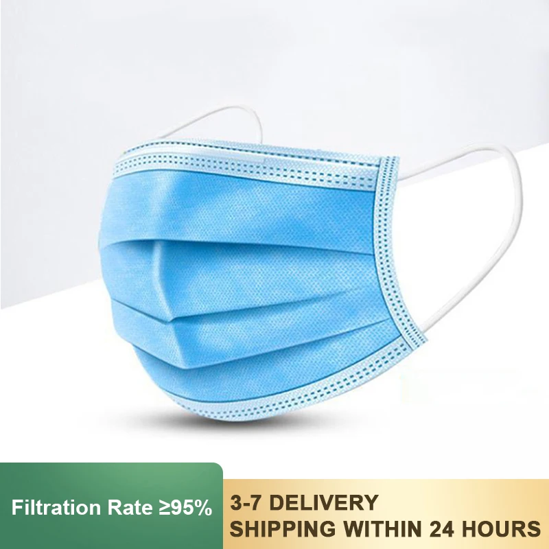 Fast Delivery 3-layers Mask Face Mouth Masks Non Woven Disposable Anti-Dust Meltblown Cloth Earloops | Красота и здоровье
