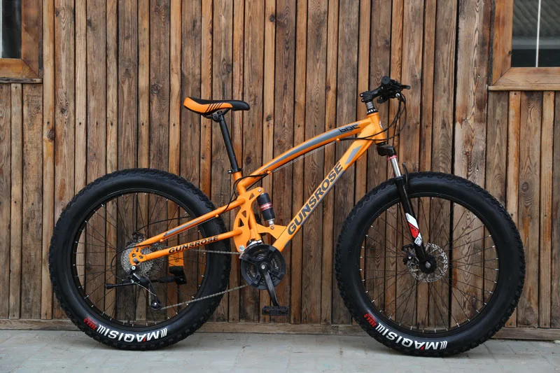 24 inch yellow 4,0 fat bike, горный велосипед, двойной дисковый тормоз, пляжный велосипед, снежный велосипед, светильник, Высокоуглеродистая сталь, 24/26 дюймов, горный велосипед - Цвет: 24 inch yellow