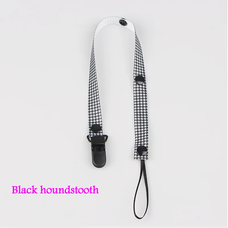 Black houndstooth Цепочка для детской соски детский Прорезыватель игрушка цепочка для пустышки с зажимом линия многофункциональный зуб веревка ремень передачи Зажим - Цвет: Black houndstooth