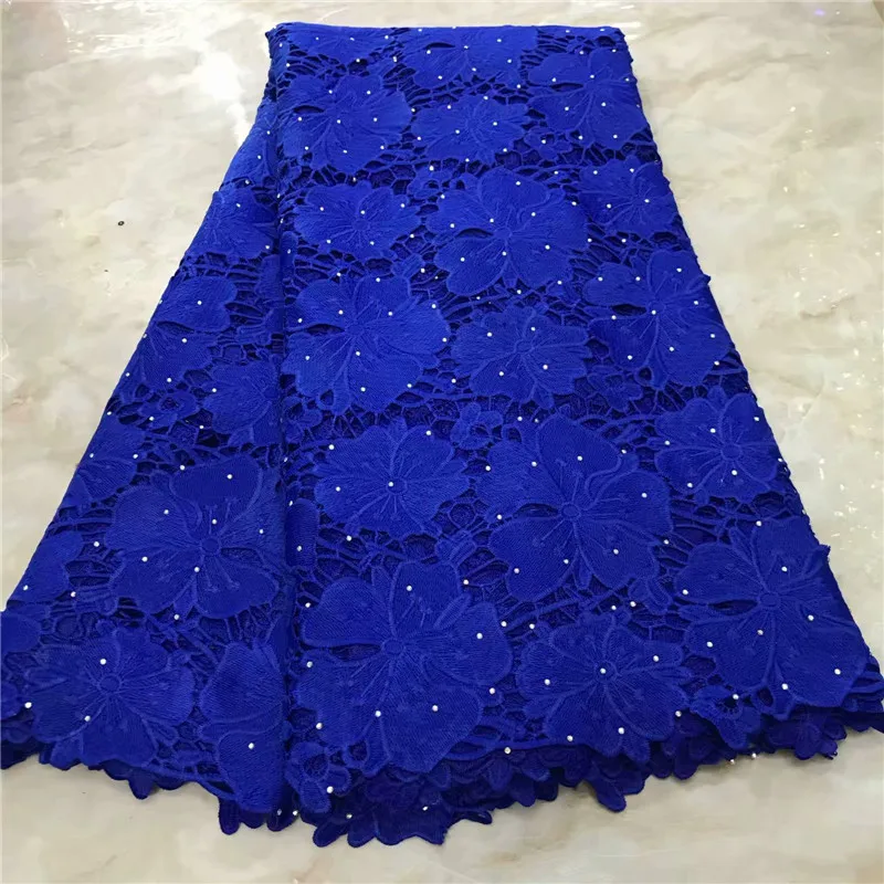 New Design royal blue Nigerian Lace Fabric African Fabrics High Quality Water soluble French Net For Wedding | Дом и сад