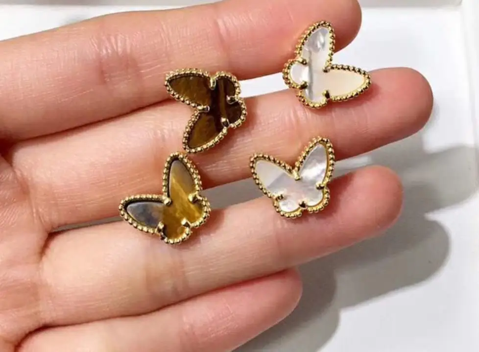 

925 Sterling silver Elegant crystal Butterfly earring fashion Dazzling Micro CZ Zircon shell animal Earring Temperament jewelry