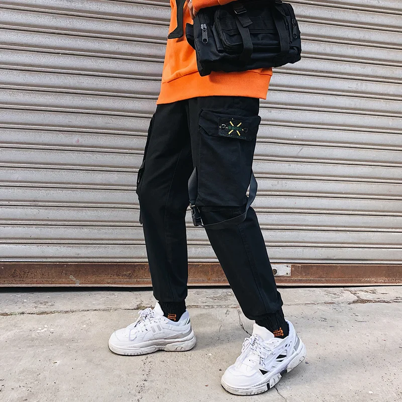 

2019 Spring aesthetic Sweatpants Hip Hop Harem Big Pockets Pants Streetwear Lightweight Men Casual Trousers Joggers Men Overalls
