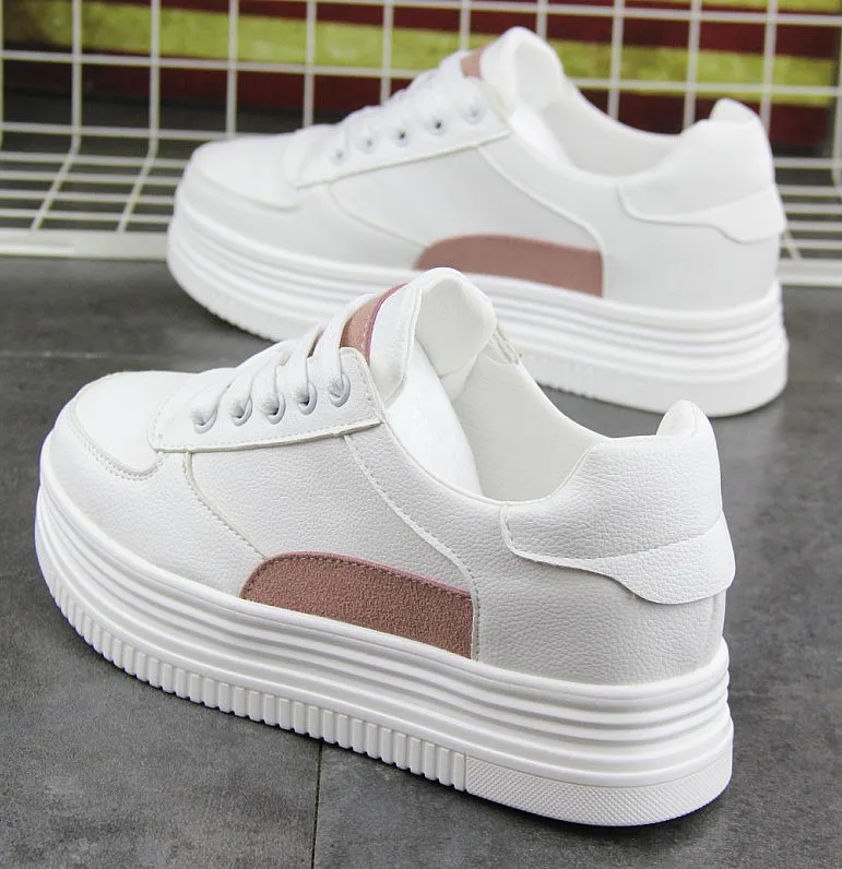 Wild thick bottom white shoes breathable white cross strap casual shoes