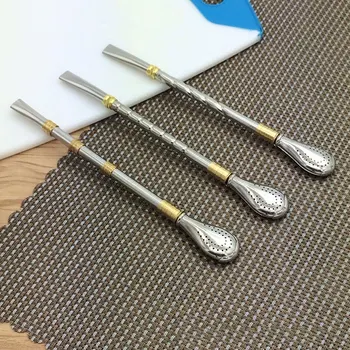 

Spoon Tea Filter Yerba Mate Tea Straws Stainless Steel Drinking Straw Bombilla Gourd Reusable Tea Tools Washable Bar Accessories