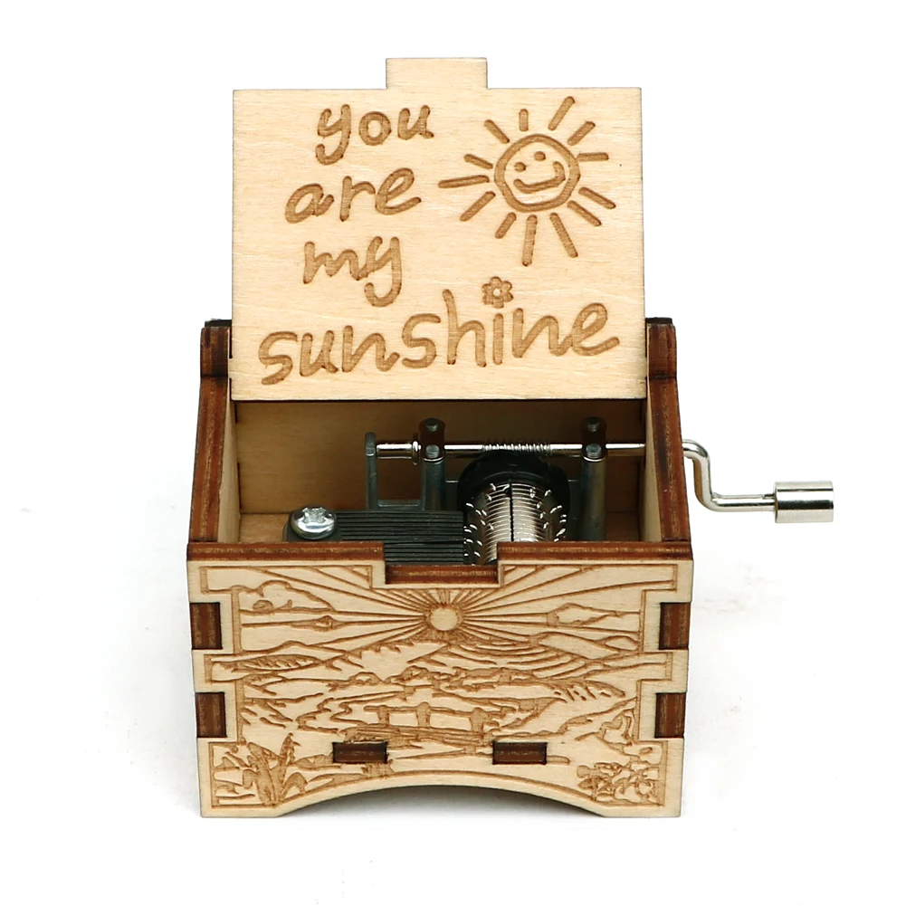 Прямая деревянный резной ручной Mmusic Box You Are My Sunshine музыкальная шкатулка для любимого на день рождения дочери подарок Рождественский подарок