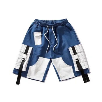 

EWQ / men's wear 2020 tooling shorts male's fashion casual multi-pocket loose straight ins color block patchwork shorts 9Y2593