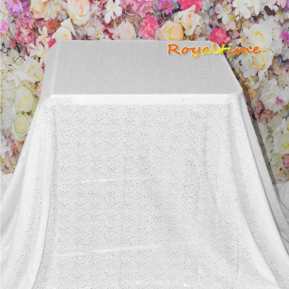 White Фиолетовая скатерть 90x132in блестящая круглая прямоугольная вышитая скатерть с блестками для свадебной вечеринки Рождественская Decoration-RT102 - Цвет: White