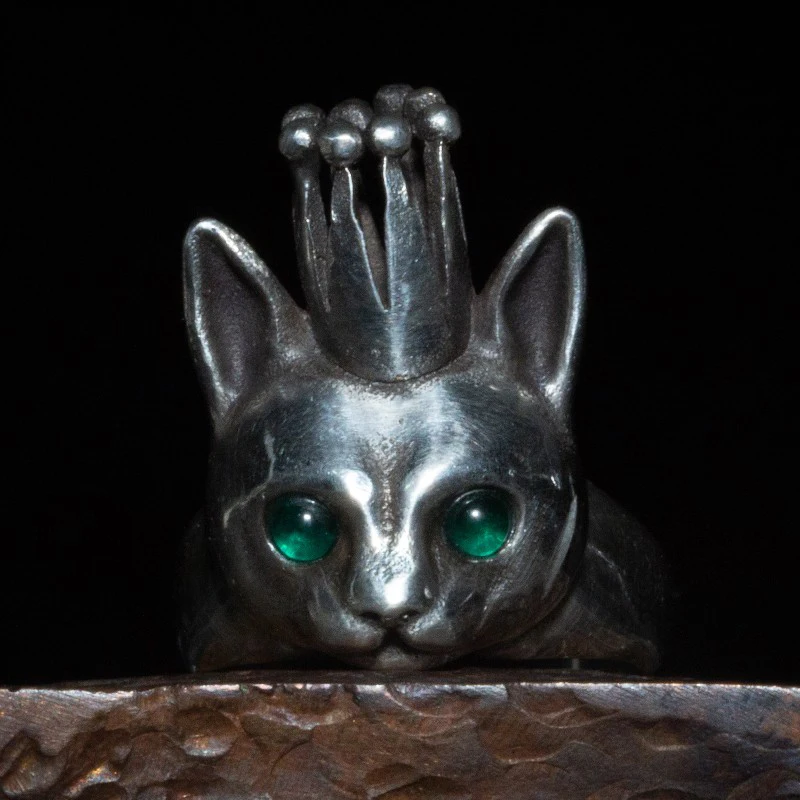

Original Design Genie Ring 925 Silver Personality Wild Open Cat Ring Women Index Finger Ring